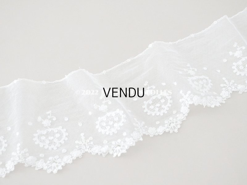 画像5: アンティーク  レース 花のメダイヨン　2.2m  幅12.6cm