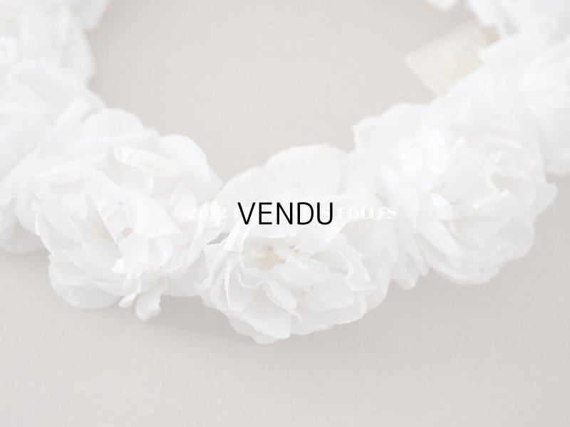 画像6: 未使用 アンティーク 薔薇の布花のティアラ　ラベル付き ヘッドリース オフホワイト - AU BON MARCHE -