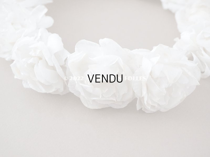 画像7: 未使用 アンティーク 薔薇の布花のティアラ　ラベル付き ヘッドリース オフホワイト - AU BON MARCHE -