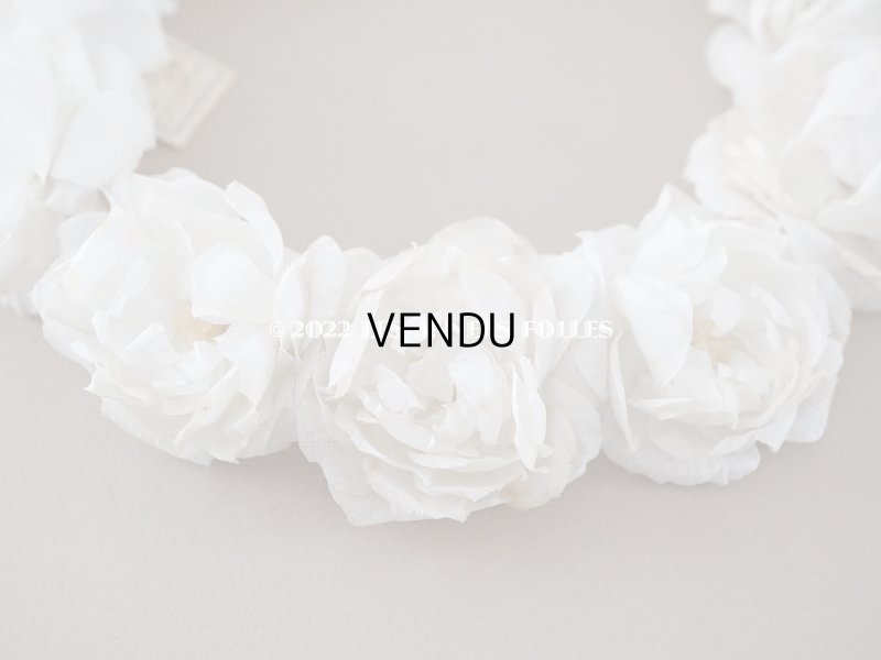 画像8: 未使用 アンティーク 薔薇の布花のティアラ　ラベル付き ヘッドリース オフホワイト - AU BON MARCHE -