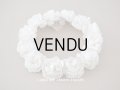 未使用 アンティーク 薔薇の布花のティアラ　ラベル付き ヘッドリース オフホワイト - AU BON MARCHE -
