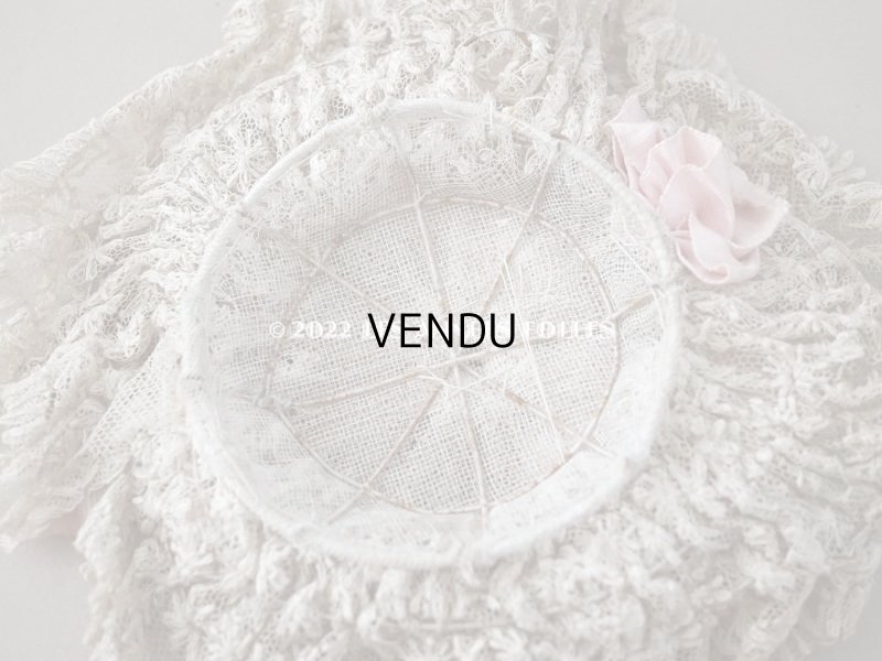 画像4: アンティーク ドールハット ピンクのシルクリボン　＆　レース