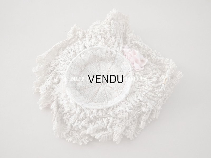 画像3: アンティーク ドールハット ピンクのシルクリボン　＆　レース