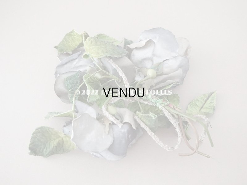 画像8: アンティーク 3輪の薔薇の大きな布花 グレー　