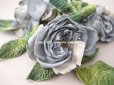 画像5: アンティーク 3輪の薔薇の大きな布花 グレー　