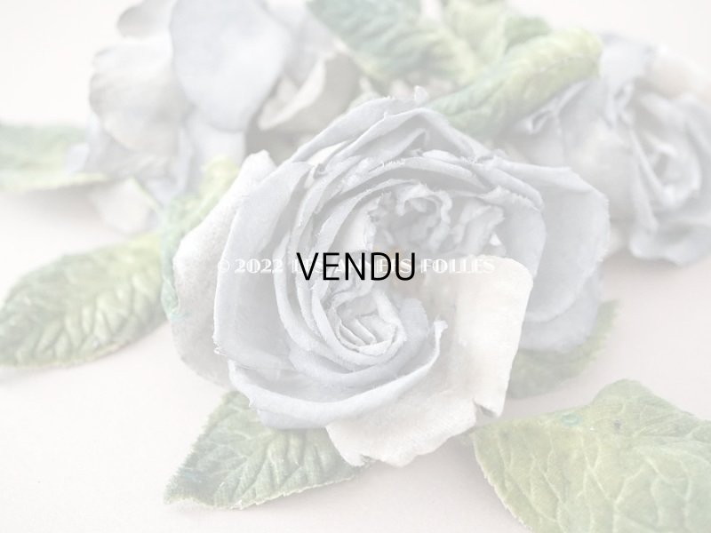 画像5: アンティーク 3輪の薔薇の大きな布花 グレー　