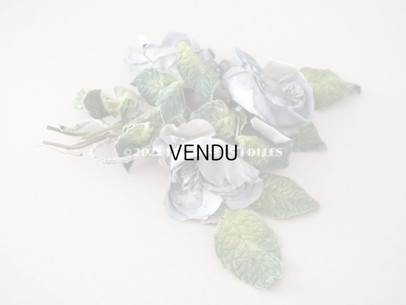 画像3: アンティーク 3輪の薔薇の大きな布花 グレー　