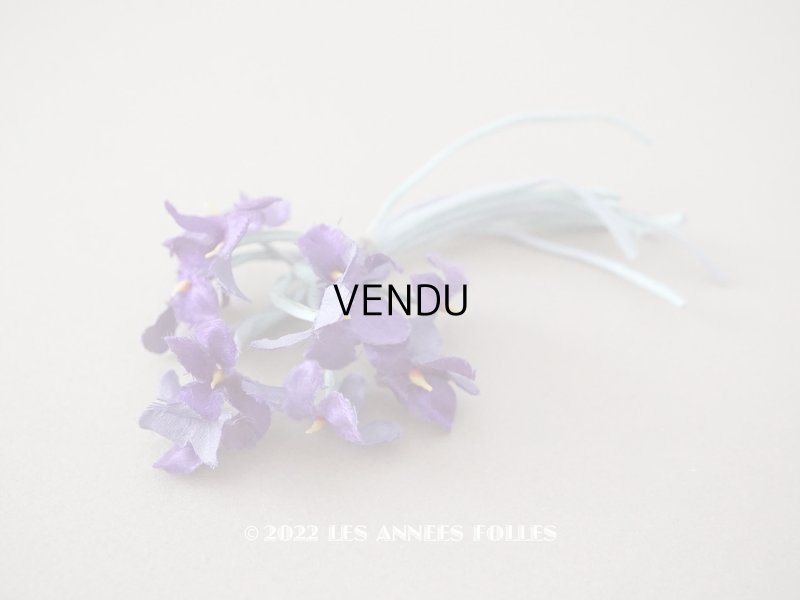 画像1: アンティーク 菫の布花 シルクサテン　深紫