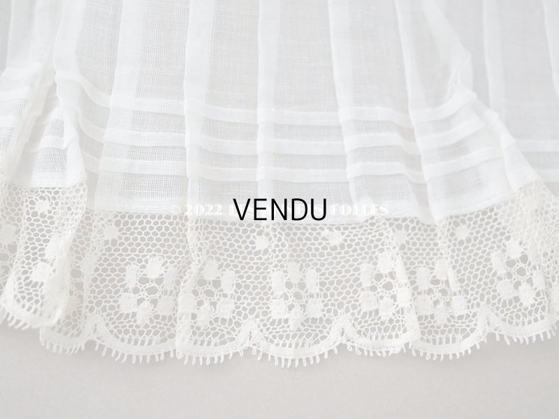画像3: 1900年代 アンティーク 幅広 ドレスの裾  プリーツ入り レース付 3.44m 幅21.5cm　コットンオーガンジー