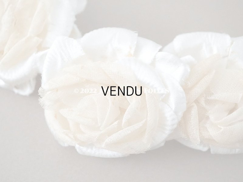 画像6: アンティーク シルクサテン&コットンオーガンジー 薔薇の布花のティアラ 花冠