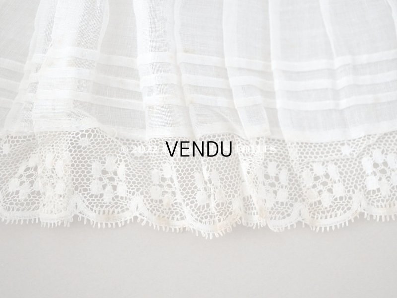 画像5: 1900年代 アンティーク 幅広 ドレスの裾  プリーツ入り レース付 3.44m 幅21.5cm　コットンオーガンジー