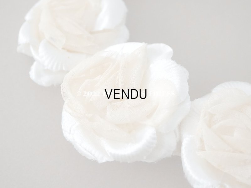 画像5: アンティーク シルクサテン&コットンオーガンジー 薔薇の布花のティアラ 花冠