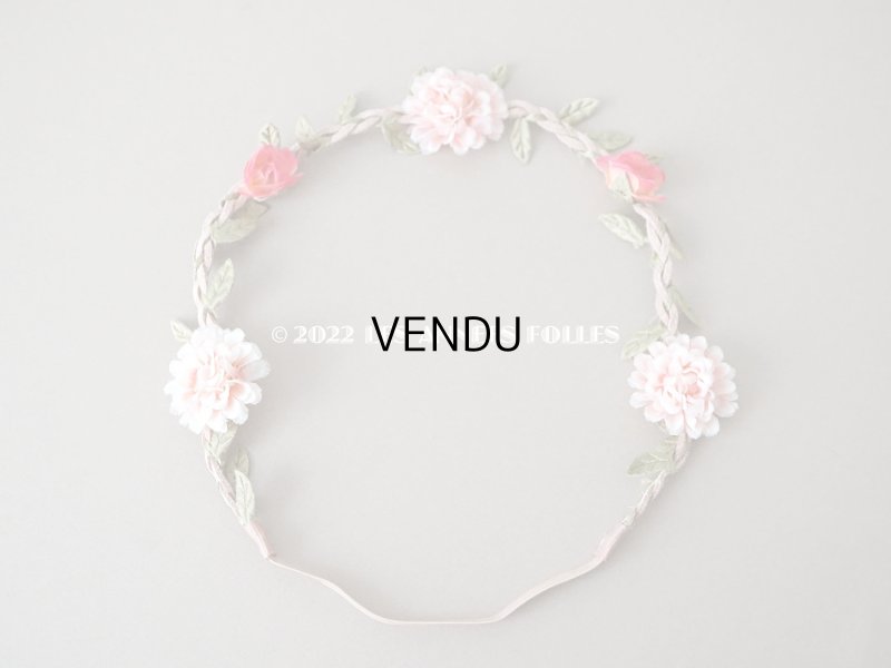 画像4: アンティーク ピンクの薔薇の布花のティアラ 花冠　