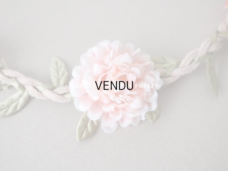 画像7: アンティーク ピンクの薔薇の布花のティアラ 花冠　