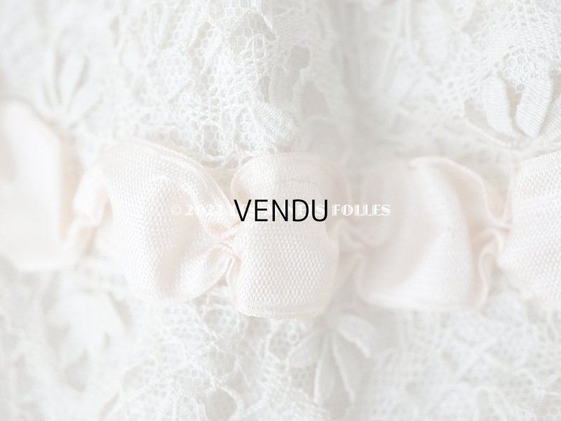 画像9: アンティーク ベビー用　ボネ　手編みのレース＆ベビーピンクのシルクリボン