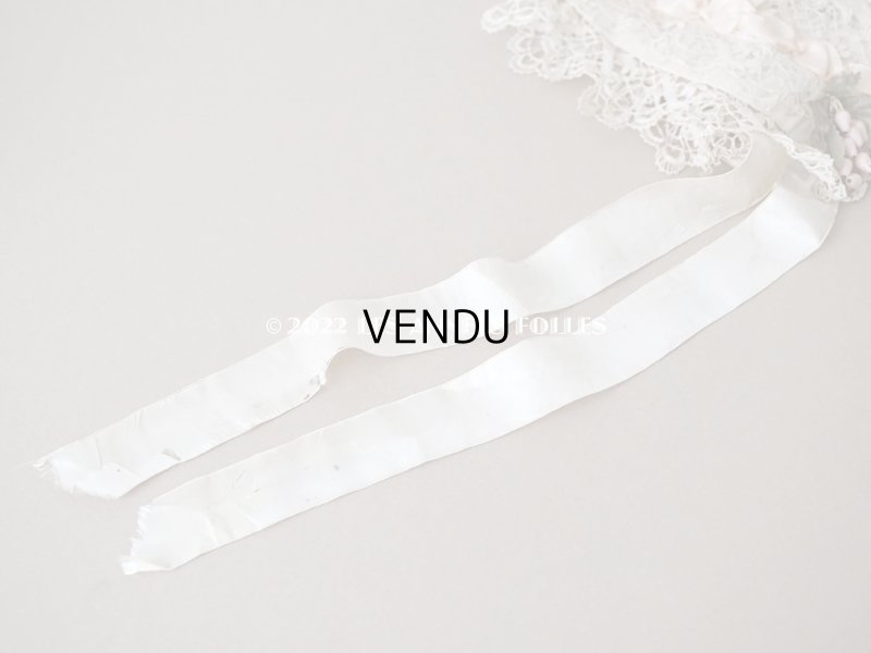 画像13: アンティーク ベビー用　ボネ　手編みのレース＆ベビーピンクのシルクリボン