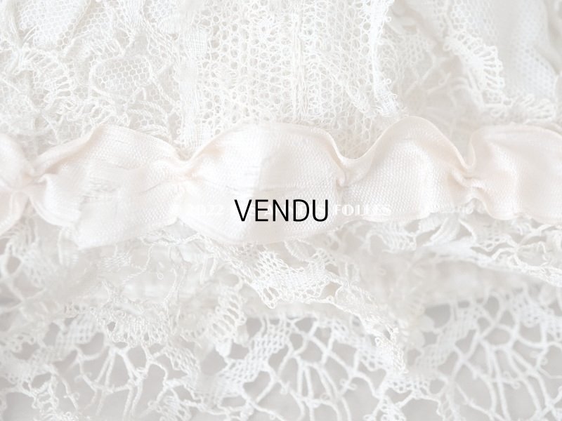 画像10: アンティーク ベビー用　ボネ　手編みのレース＆ベビーピンクのシルクリボン