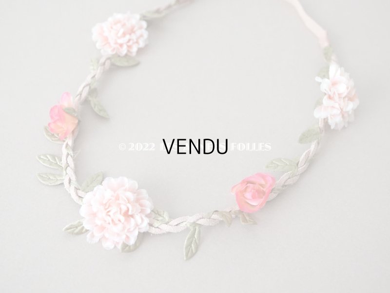 画像3: アンティーク ピンクの薔薇の布花のティアラ 花冠　