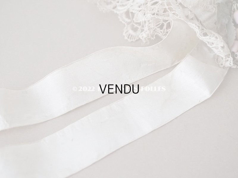 画像15: アンティーク ベビー用　ボネ　手編みのレース＆ベビーピンクのシルクリボン