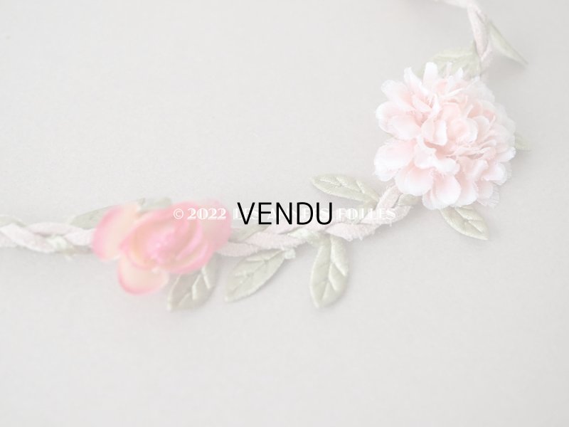 画像6: アンティーク ピンクの薔薇の布花のティアラ 花冠　