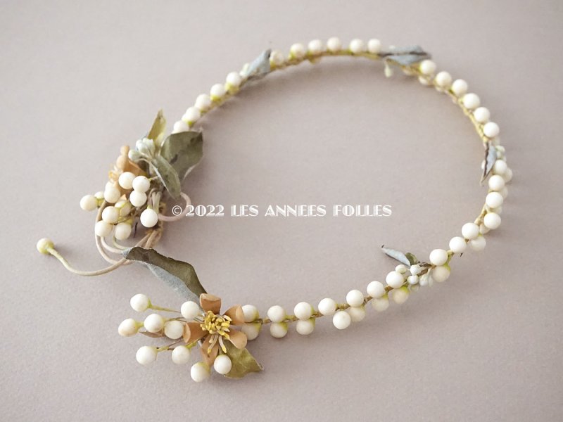 画像3: アンティーク ワックスフラワーのティアラ & ブーケ & ピアスのセット ウェディング 結婚式