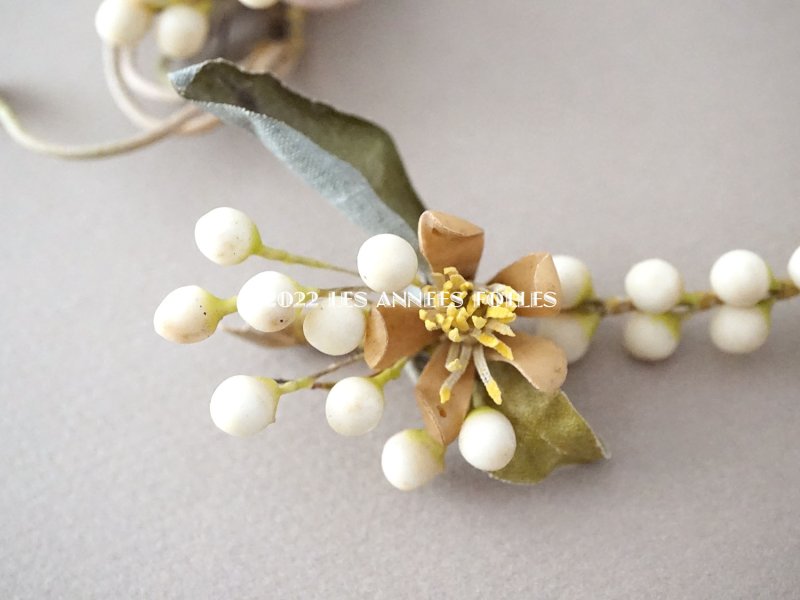 画像7: アンティーク ワックスフラワーのティアラ & ブーケ & ピアスのセット ウェディング 結婚式