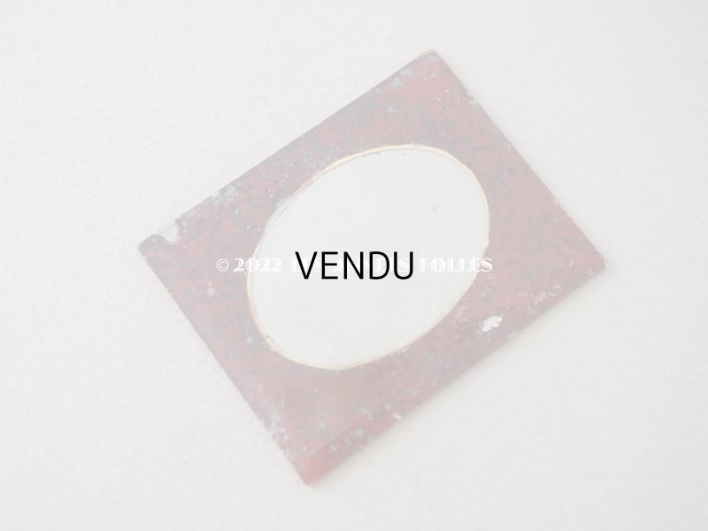 画像3: アンティーク とても小さなフォトフレーム  リボンモチーフ付き 赤&黒のマーブル