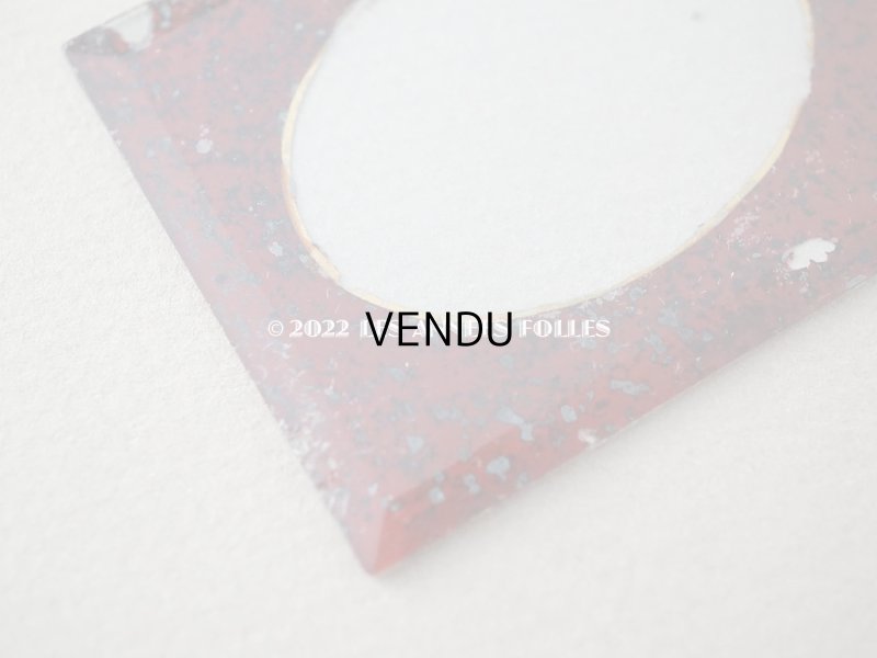 画像5: アンティーク とても小さなフォトフレーム  リボンモチーフ付き 赤&黒のマーブル