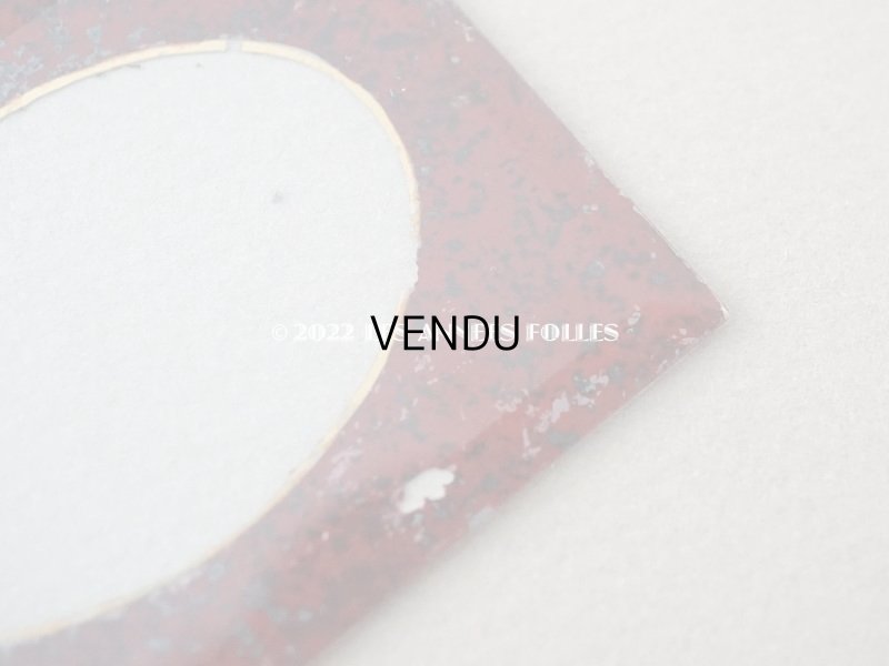 画像4: アンティーク とても小さなフォトフレーム  リボンモチーフ付き 赤&黒のマーブル