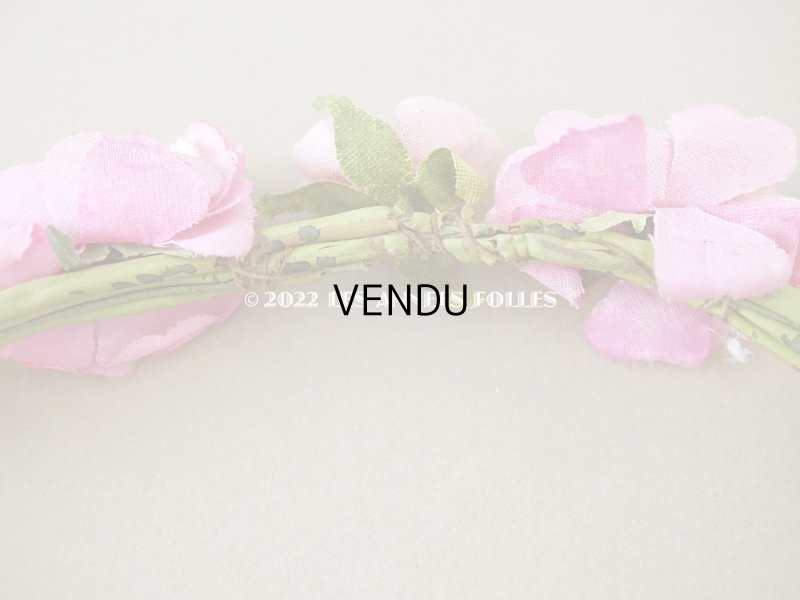 画像11: アンティーク ピンクの薔薇の布花のティアラ 花冠
