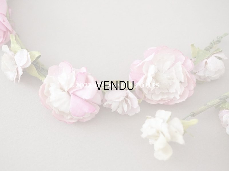 画像3: アンティーク ピンクの薔薇の布花のティアラ 花冠
