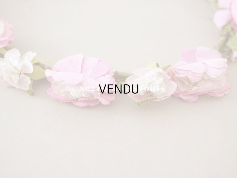 画像6: アンティーク ピンクの薔薇の布花のティアラ 花冠