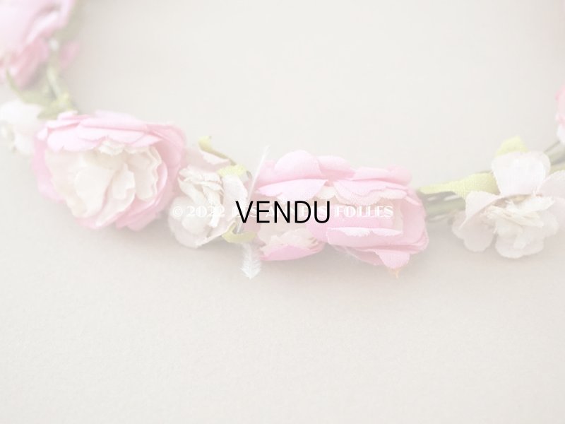 画像4: アンティーク ピンクの薔薇の布花のティアラ 花冠