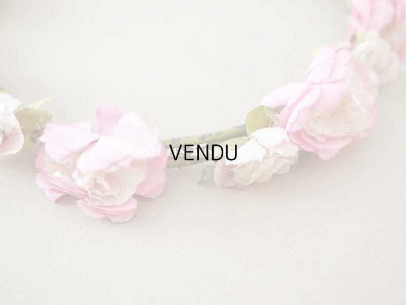 画像5: アンティーク ピンクの薔薇の布花のティアラ 花冠