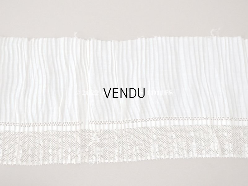 画像5: アンティーク 幅広 レース付き　プリーツ生地 コットンオーガンジー 約70cm 幅12.5cm　