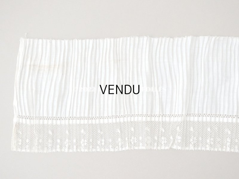 画像4: アンティーク 幅広 レース付き　プリーツ生地 コットンオーガンジー 約70cm 幅12.5cm　