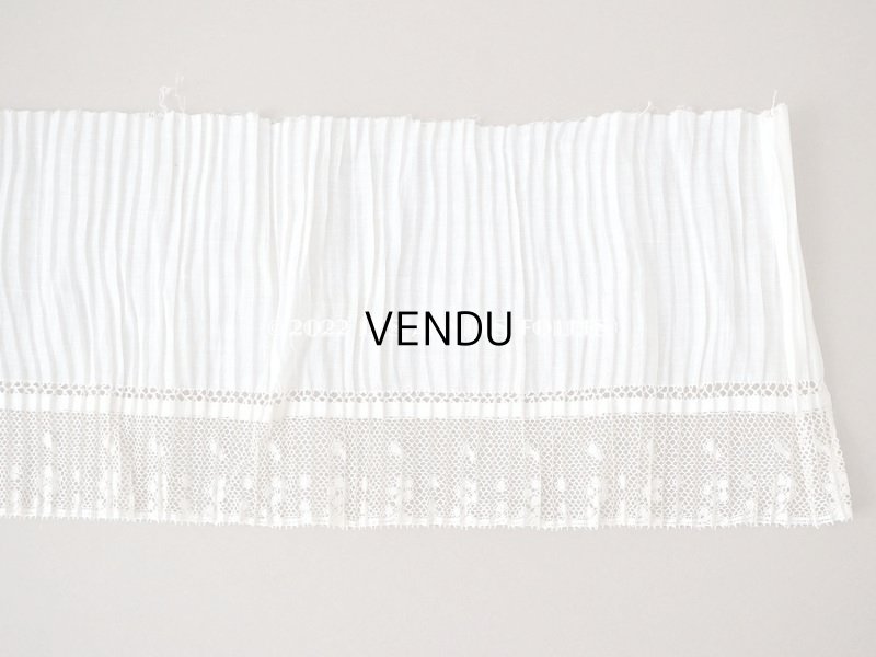 画像6: アンティーク 幅広 レース付き　プリーツ生地 コットンオーガンジー 約70cm 幅12.5cm　