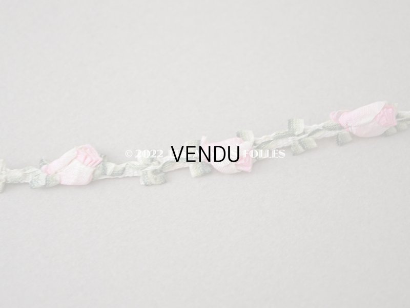 画像5: アンティーク シルク製 大きな薔薇のロココトリム ベビーピンク　31cm