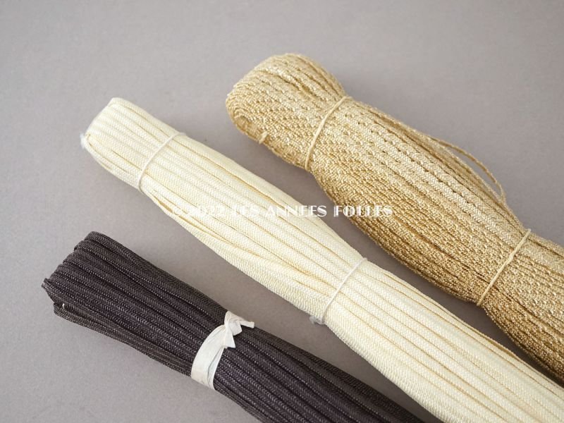 画像6: アンティーク ストロー素材のブレード 帽子用 約60m 幅4mm 墨黒&ブラウン