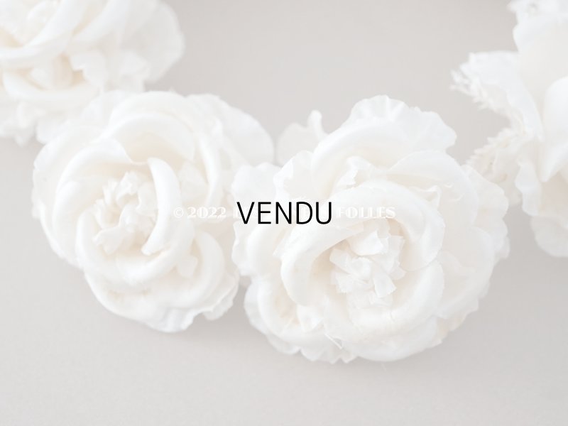画像5: アンティーク シルクサテン 薔薇の布花のティアラ 花冠  エクリュ&オフホワイト