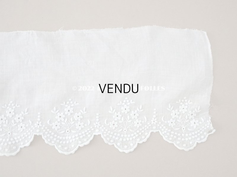 画像8: アンティーク 幅広 花模様のホワイトワークのレース 手刺繍 78cm 幅17cm