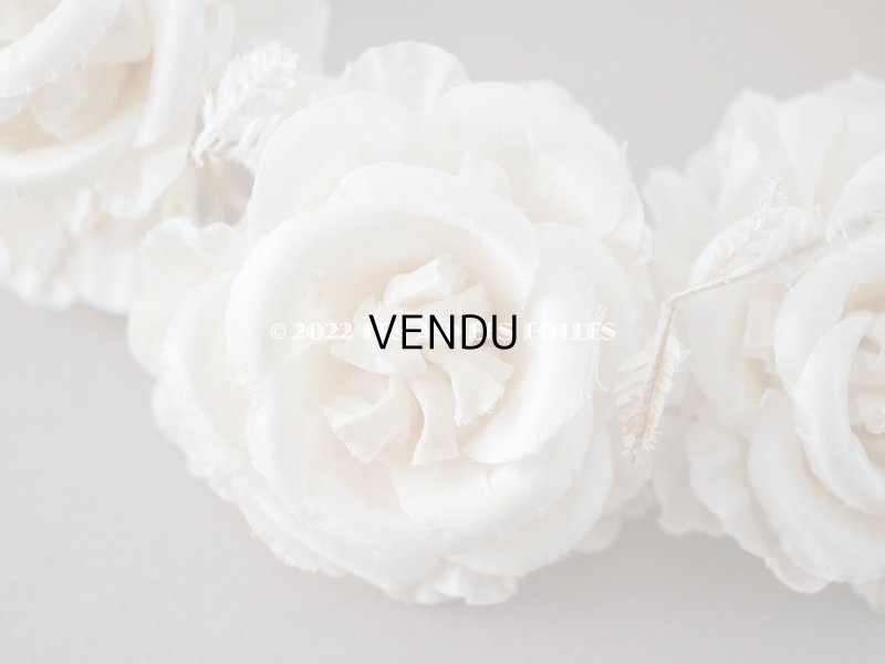 画像11: アンティーク シルクサテン 薔薇の布花のティアラ 花冠  エクリュ&オフホワイト