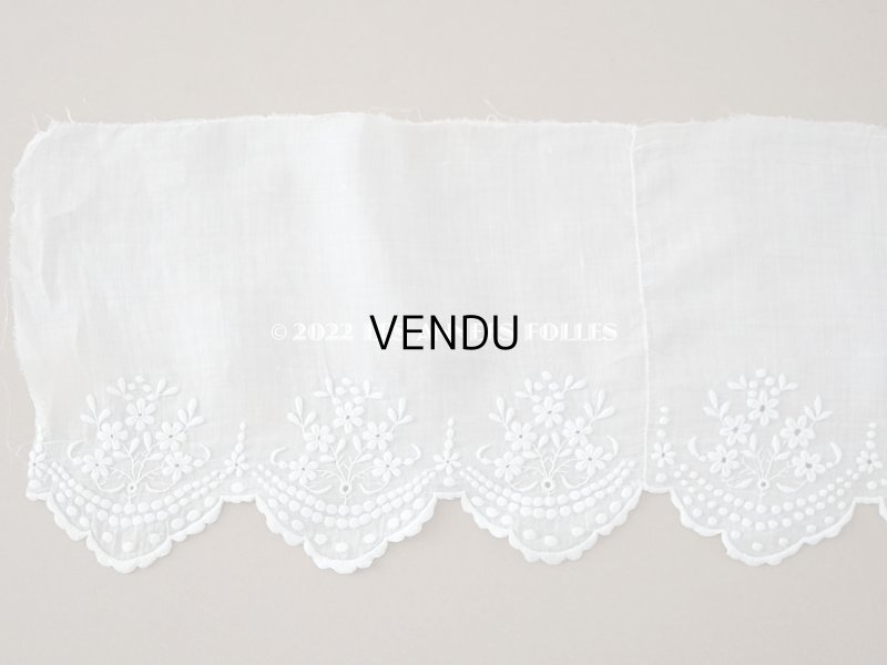 画像6: アンティーク 幅広 花模様のホワイトワークのレース 手刺繍 78cm 幅17cm