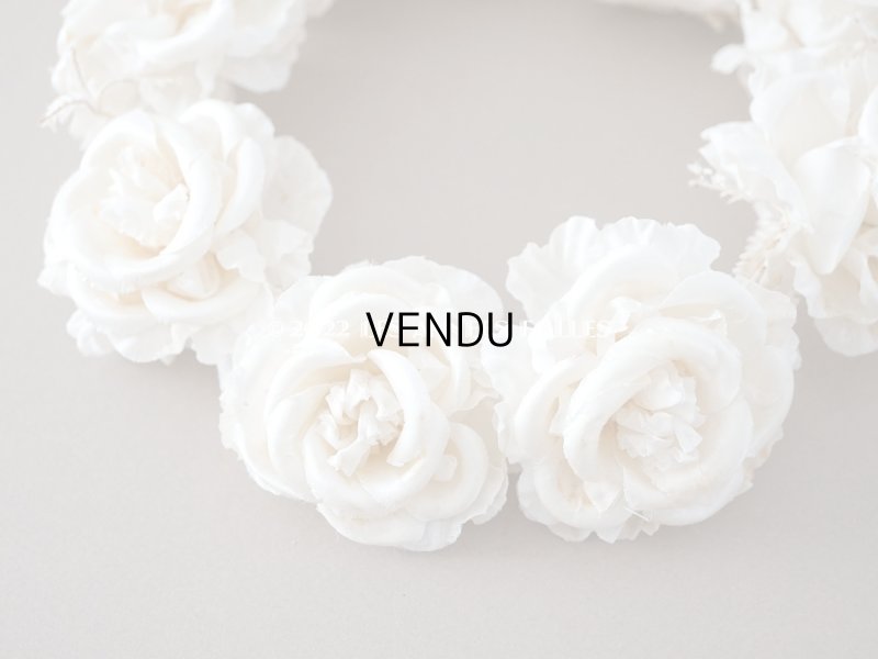 画像12: アンティーク シルクサテン 薔薇の布花のティアラ 花冠  エクリュ&オフホワイト