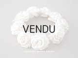 アンティーク シルクサテン 薔薇の布花のティアラ 花冠  エクリュ＆オフホワイト