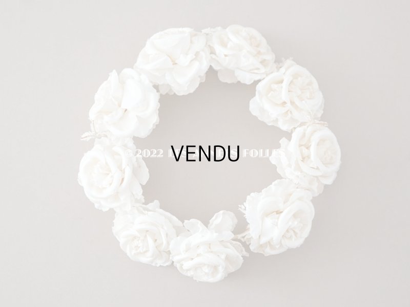 画像3: アンティーク シルクサテン 薔薇の布花のティアラ 花冠  エクリュ&オフホワイト