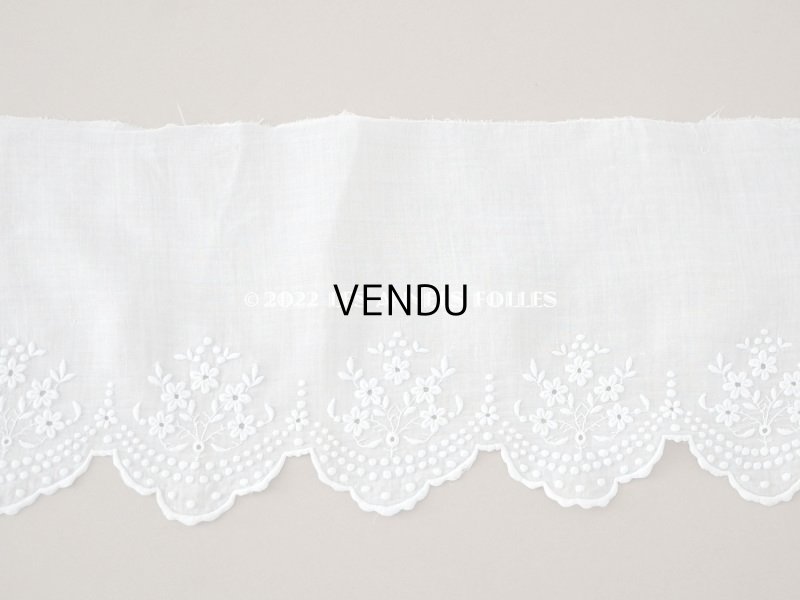 画像7: アンティーク 幅広 花模様のホワイトワークのレース 手刺繍 78cm 幅17cm