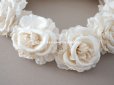 画像6: アンティーク シルクサテン 薔薇の布花のティアラ 花冠  エクリュ＆オフホワイト