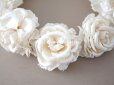 画像9: アンティーク シルクサテン 薔薇の布花のティアラ 花冠  エクリュ＆オフホワイト