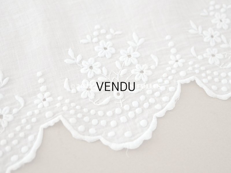 画像3: アンティーク 幅広 花模様のホワイトワークのレース 手刺繍 78cm 幅17cm